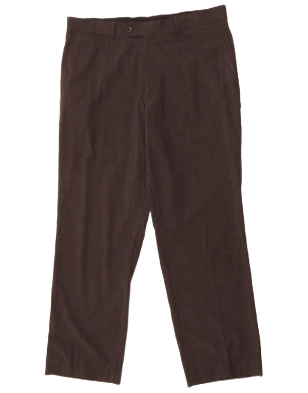 Zara Mens Straight Suit Trousers EU 46 XL W36 L29 Grey Polyester