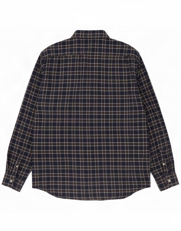 Camisa de franela de ajuste regular para hombre Carrera 2XL Algodón a cuadros azul marino