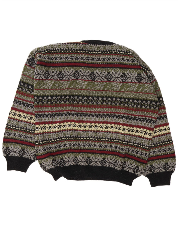 Fryday Suéter tipo jersey con cuello redondo para hombre, tamaño mediano, multicolor, Fair Isle