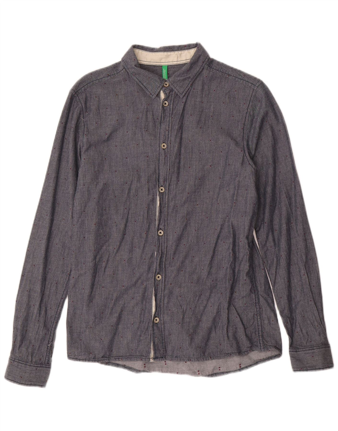 BENETTON Camisa Niño 13-14 Años 3XL Azul Marino Lunares Algodón