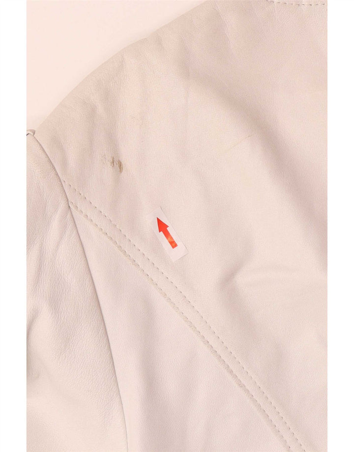 Madeleine Chaqueta Blazer de Cuero con 4 Botones para Mujer IT 42 Medium White