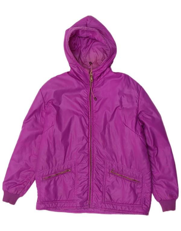 Chaqueta cortavientos con capucha vintage para mujer IT 50 XL Nylon morado