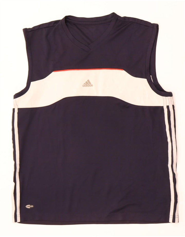 Adidas Hombre Climacool Vest Top Medio Azul Marino Colorblock Poliéster