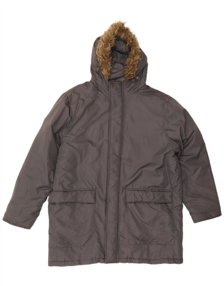 French Connection Abrigo acolchado con capucha para hombre UK 42 XL Poliéster gris