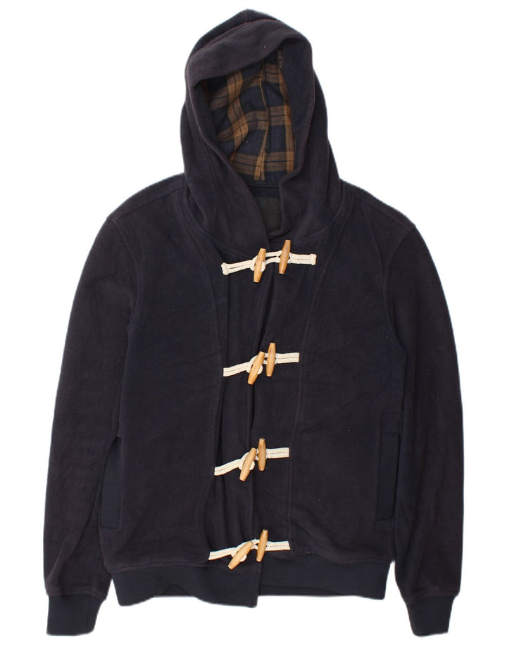 Zara Chaqueta de forro polar con capucha para mujer UK 44 Mediana Azul marino Poliéster