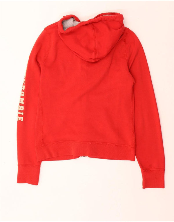 ABERCROMBIE & FITCH Suéter con capucha y cremallera gráfica para mujer UK 40 Grande Rojo