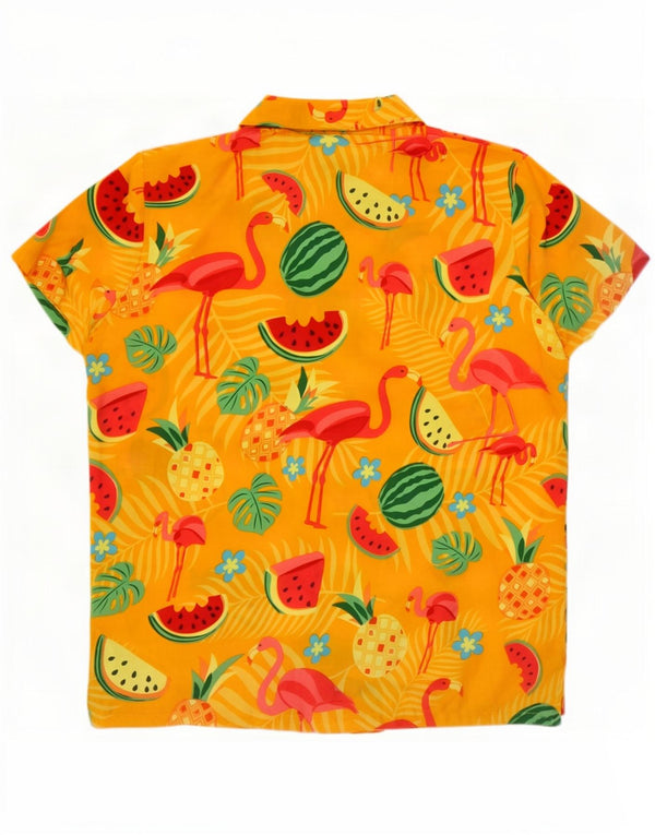 Vintage hombres gráfico manga corta camisa XL amarillo Terivoile Festival