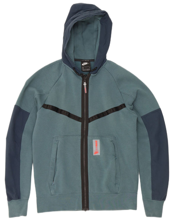 Nike Mens Zip Hoodie Sweater Small Blue Colourblock Polyester