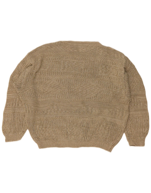 Benetton Jersey Holgado Con Cuello Barco IT 48 Algodón Beige Medio