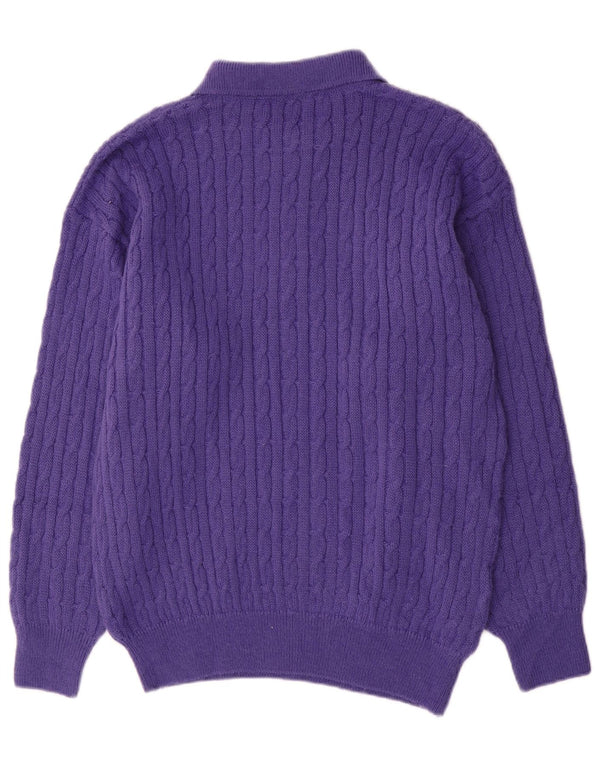 VINTAGE Mens Polo Neck Jumper Sweater Medium Purple Wool
