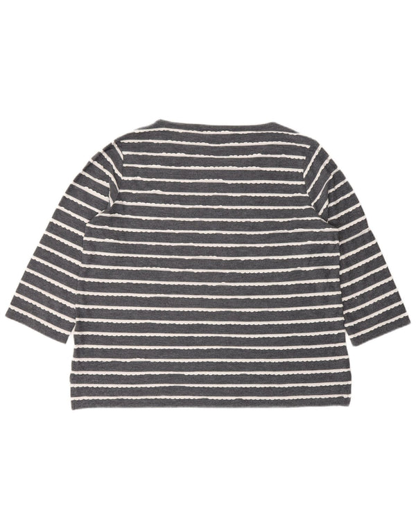 Marks & Spencer Top para mujer manga 3/4 UK 44 Viscosa a rayas gris grande