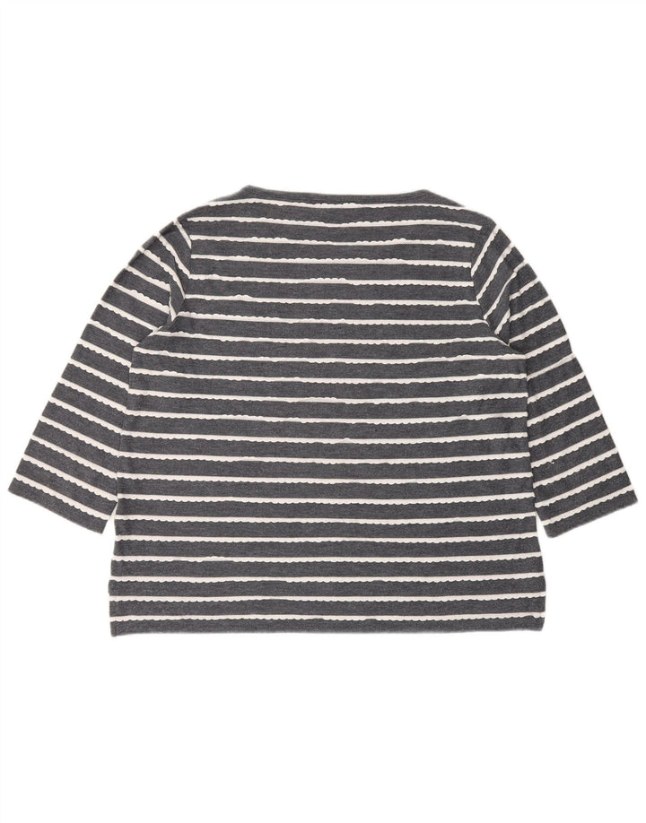 Marks & Spencer Top para mujer manga 3/4 UK 44 Viscosa a rayas gris grande