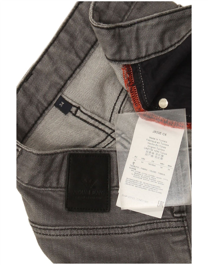 Armani Mens Slim Jeans W34 L32 Algodón Gris