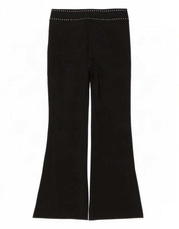 Marks & Spencer Pantalones casuales acampanados para mujer UK 12 Medium W30 L30 Negro