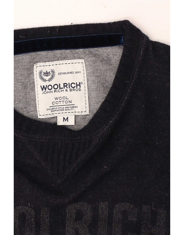 Woolrich Jersey De Hombre Con Cuello Barco Gráfico De Lana Azul Marino Medio