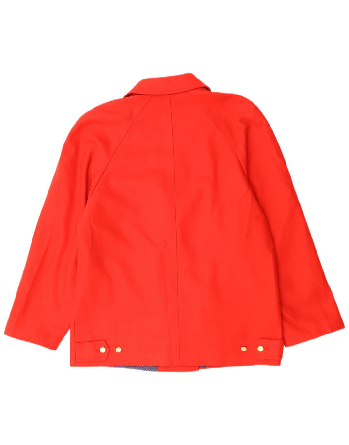 Vintage mujer doble pecho Blazer chaqueta Reino Unido 14 medio rojo lana retro