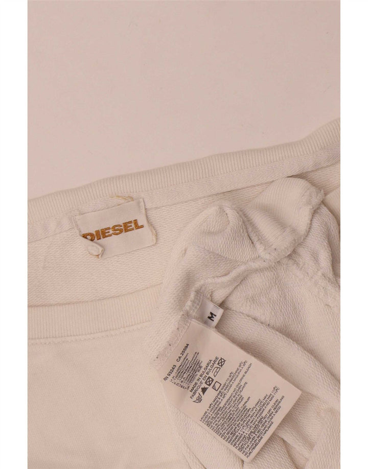 Diesel Sudadera extragrande para mujer, talla 40, algodón blanco mediano