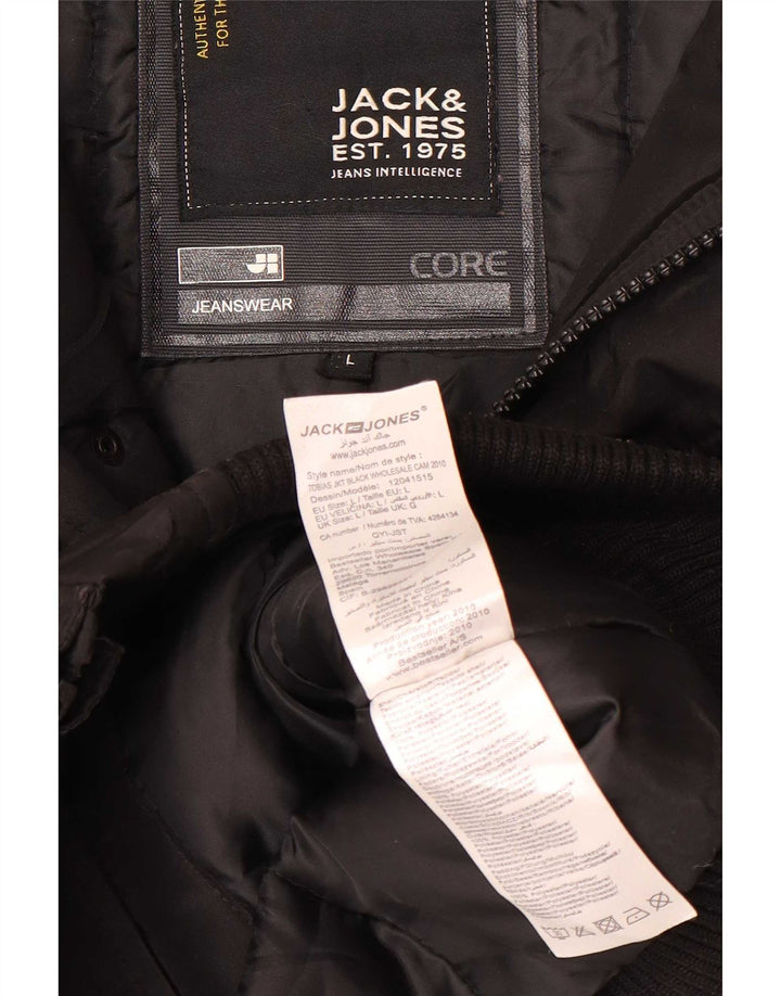 Jack & Jones Chaqueta bomber acolchada con capucha para hombre UK 40 Large Poliéster negro