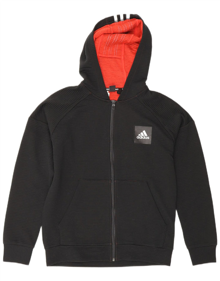Adidas Sudadera con capucha y cremallera para niños 13-14 años Negro Poliéster