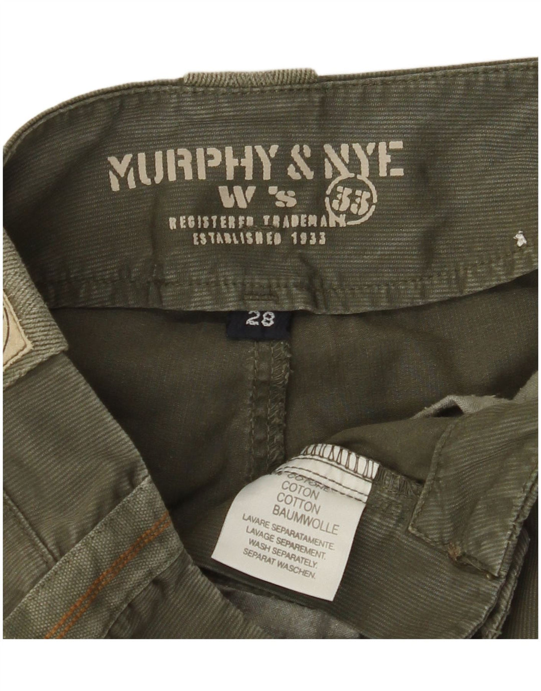 MURPHY & NYE Pantalones rectos de pana para mujer W28 L23 Algodón caqui