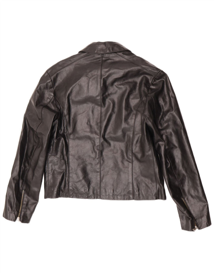 Vintage chaqueta de cuero para hombre Reino Unido 38 cuero negro medio