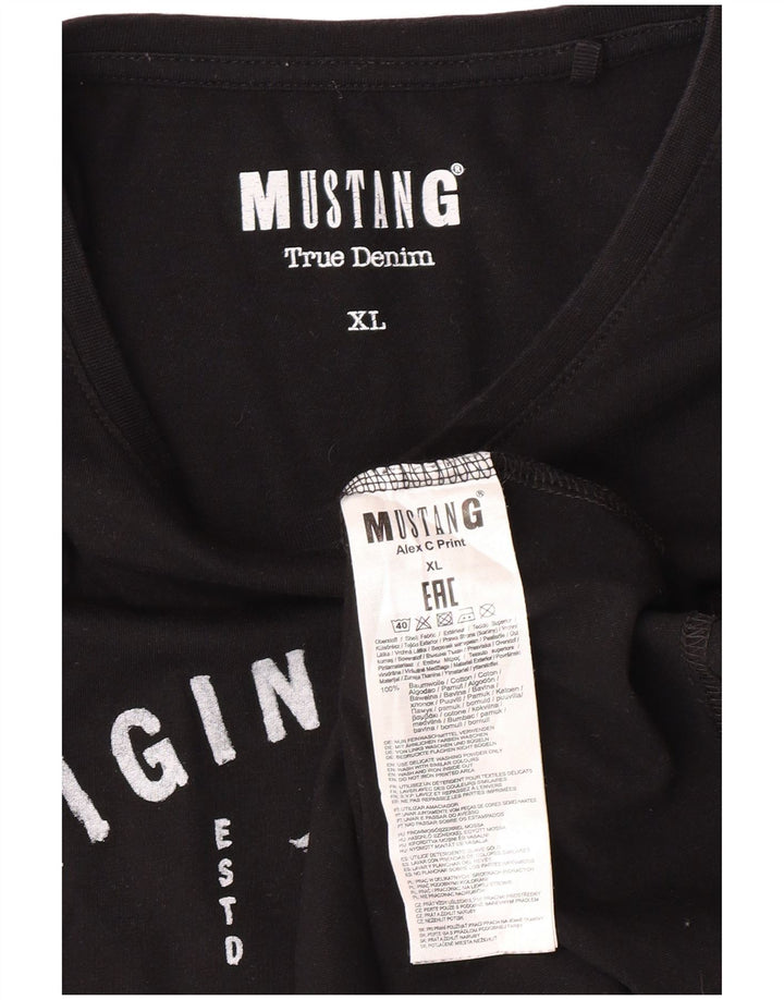 MUSTANG Camiseta gráfica para hombre Top XL Algodón negro
