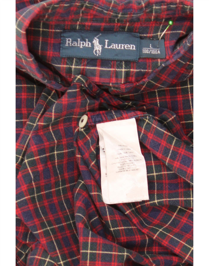 Camisa Polo Ralph Lauren para hombre de algodón a cuadros rojos grandes