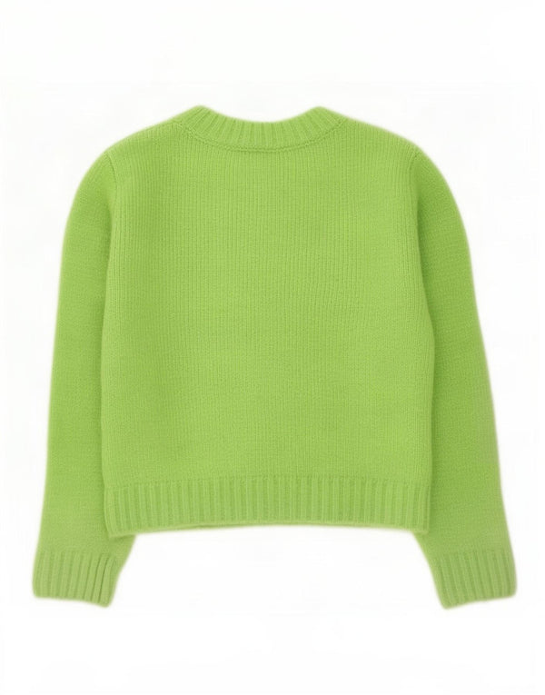 Zara Mujer Crop Crew Neck Jumper Sweater UK 10 Small Verde