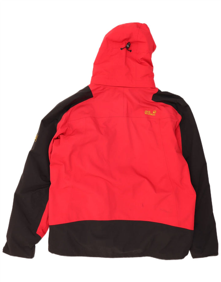 JACK WOLFSKIN Chaqueta cortavientos con capucha para hombre UK 48 4XL Rojo Colorblock