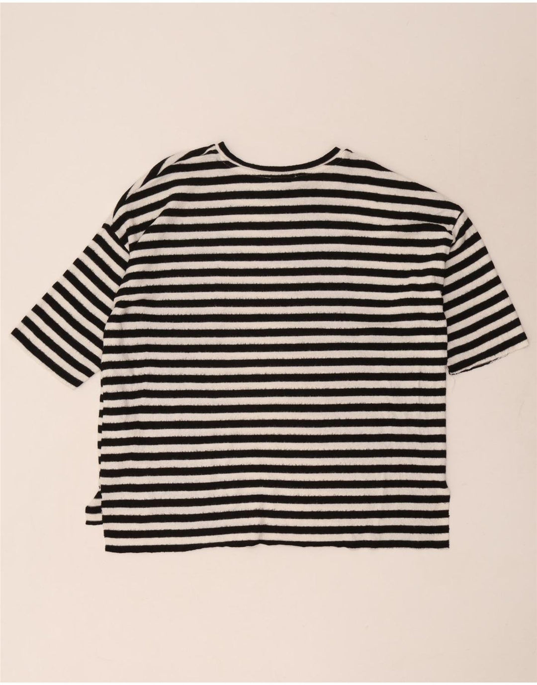 Zara Mujer Camiseta Extragrande Top UK 44 Mediano Rayas Negras