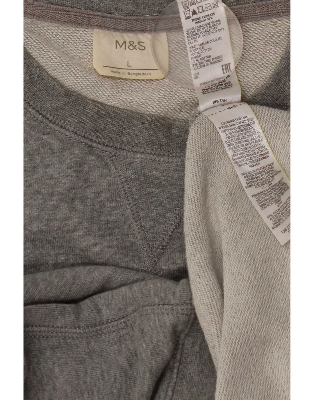 Marks & Spencer Hombre Sudadera Jumper Grande Gris Algodón