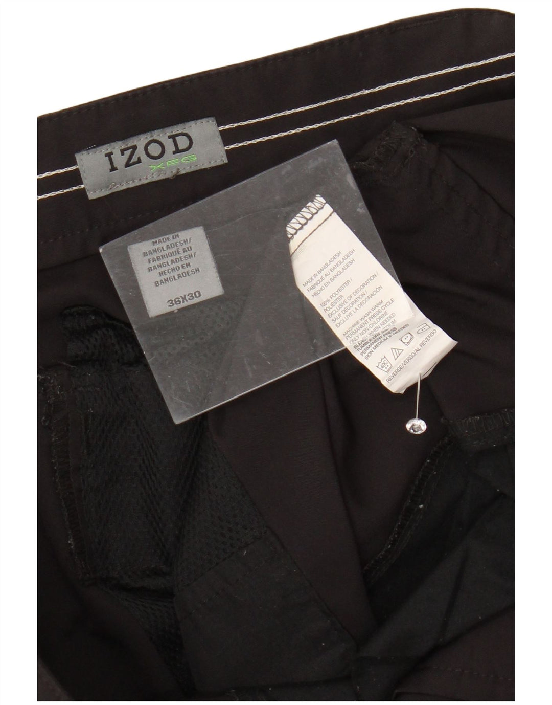 IZOD Pantalón chino recto para hombre W36 L30 Poliéster negro