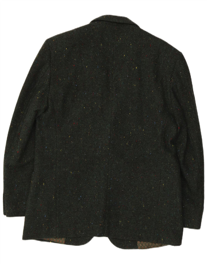 Benetton Chaqueta Americana De 2 Botones IT 50 Large De Lana Verde Moteada