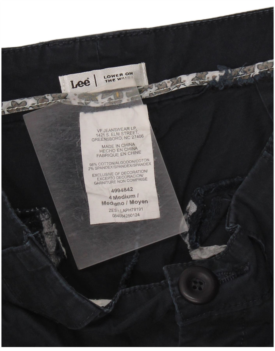 Lee Pantalones capri de cintura baja para mujer US 4 Small W28 L20 Azul marino Algodón