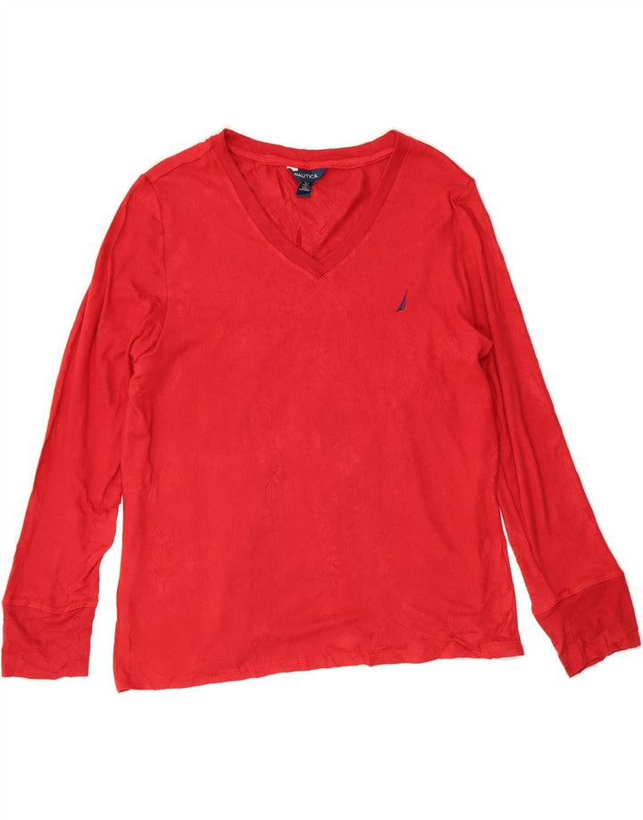 NAUTICA Womens Top Long Sleeve UK 18 XL Red Polyester Vintage Nautica and Second-Hand Nautica from Messina Hembry 