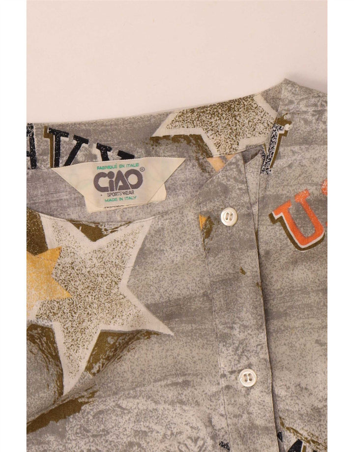 Ciao - Blusa con estampado militar abstracto para mujer, talla grande, algodón gris