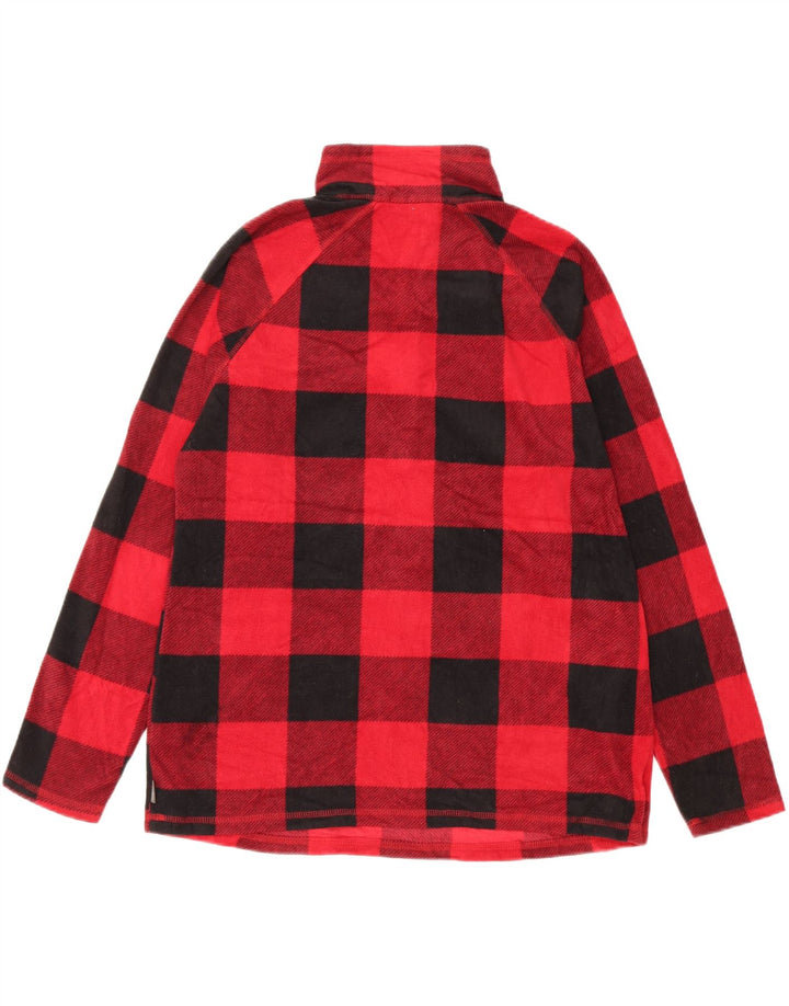 EDDIE BAUER Jersey polar con cuello y cremallera para mujer UK 46 Poliéster a cuadros rojos grandes