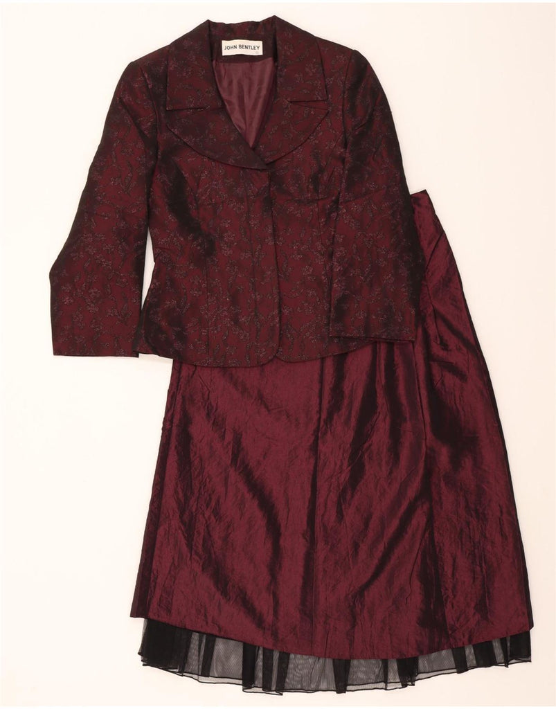 JOHN BENTLEY Womens 2 Piece Skirt Set UK 8/10 Small W26 Burgundy Floral Vintage John Bentley and Second-Hand John Bentley from Messina Hembry 