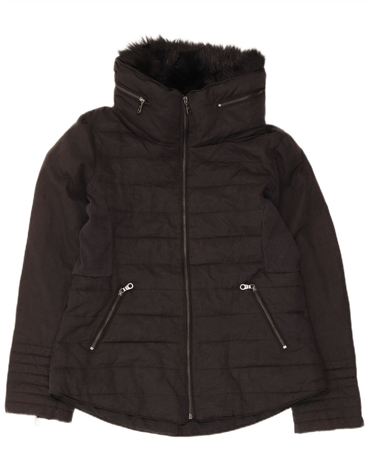 MINT VELVET Chaqueta acolchada para mujer UK 12 Mediana Algodón negro
