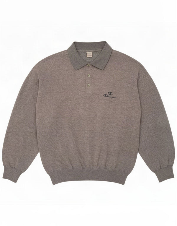 Champion Sudadera con cuello polo para hombre Jersey XL Algodón moteado gris