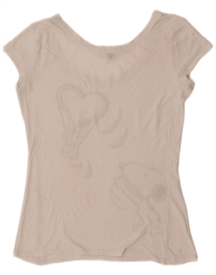 Benetton Camiseta Estampada Peanuts para Mujer UK 40 Medium White