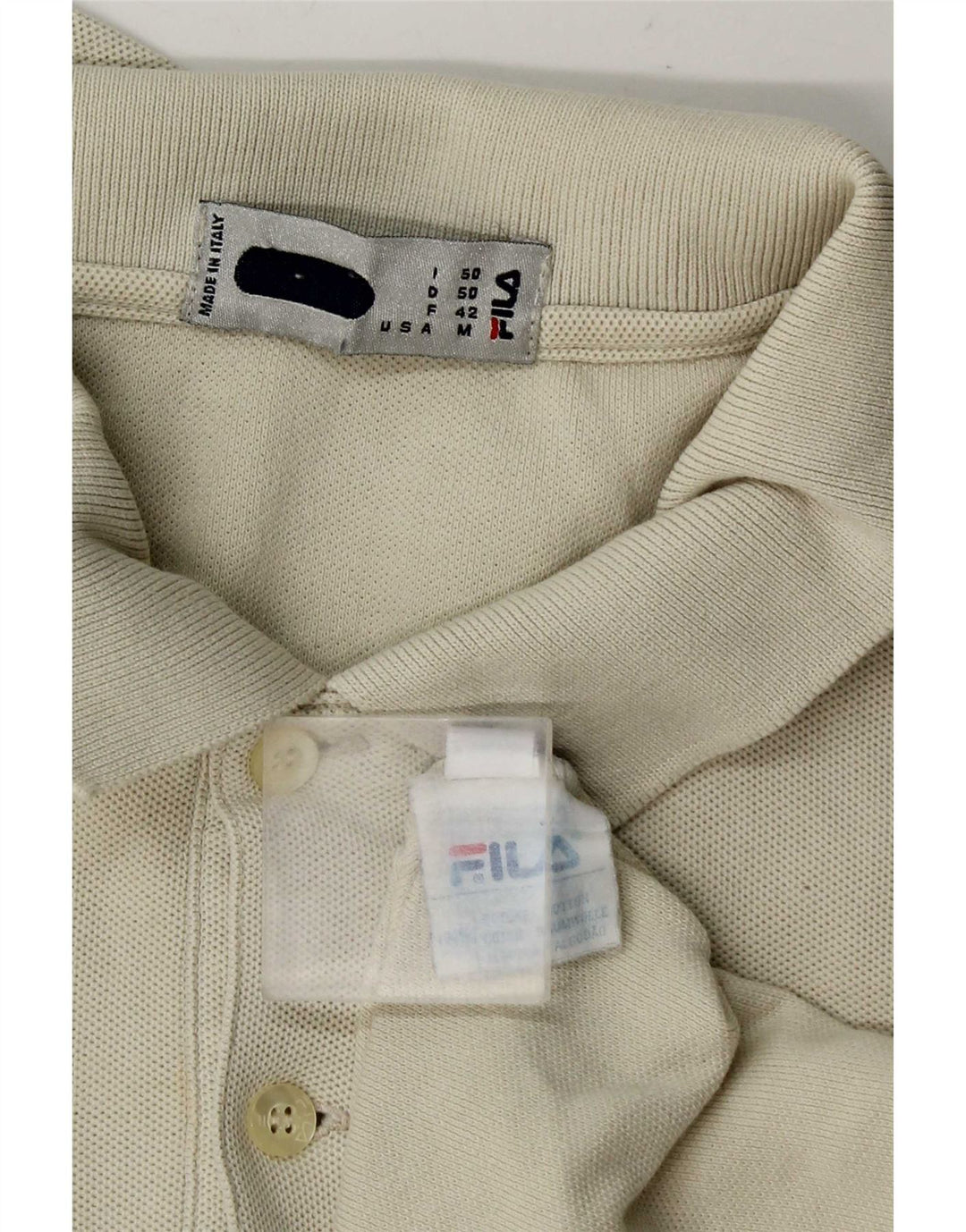 Fila Polo De Manga Larga Para Hombre IT 50 Medium Off White Algodón