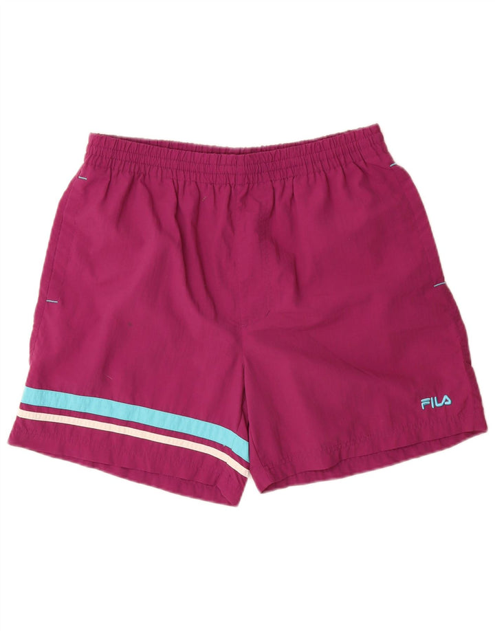 FILA Pantalones cortos deportivos para hombre de poliamida a rayas violeta medio