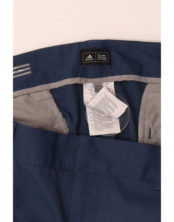 Pantalón Chino Recto Adidas Hombre W34 L34 Poliéster Azul