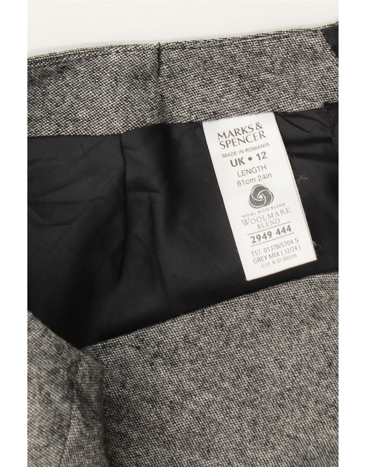Marks & Spencer Falda acampanada para mujer UK 12 Medium W30 Lana virgen moteada gris
