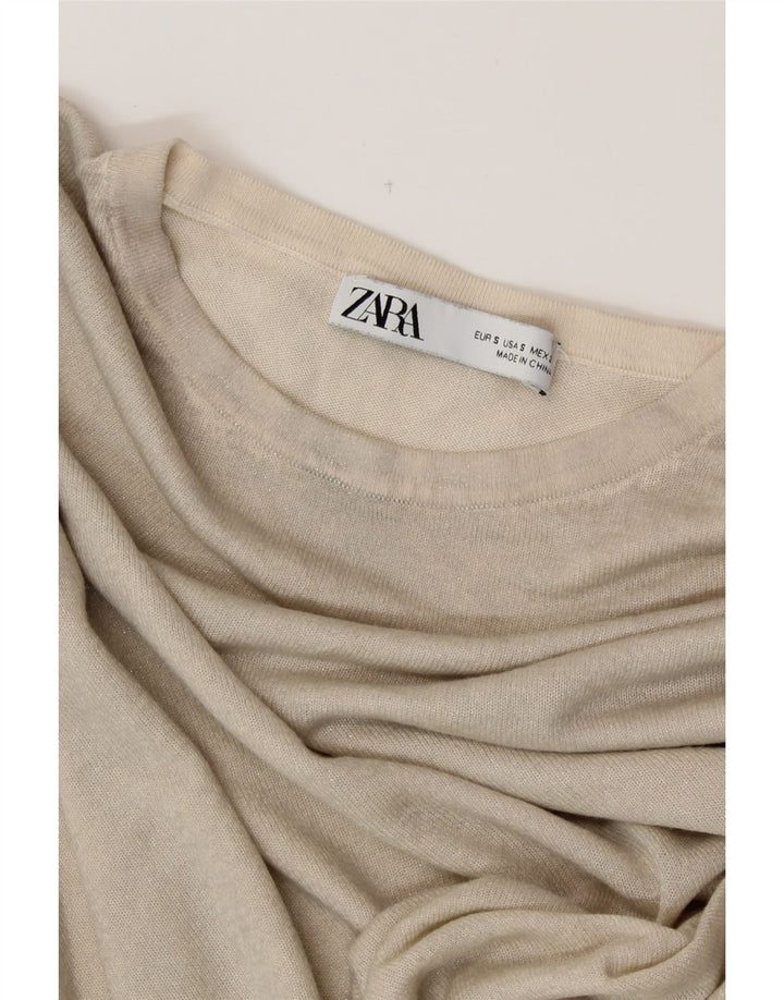 ZARA Mujer Camiseta Extragrande Top UK 10 Small Off White