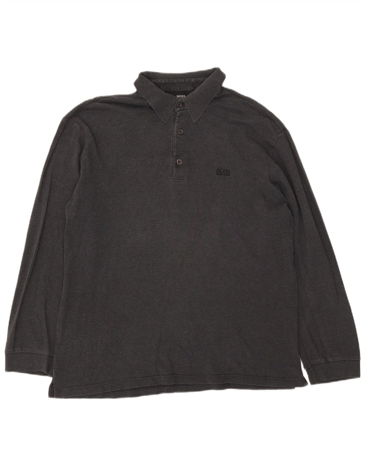 Hugo Boss Polo de manga larga para hombre 2XL Gris
