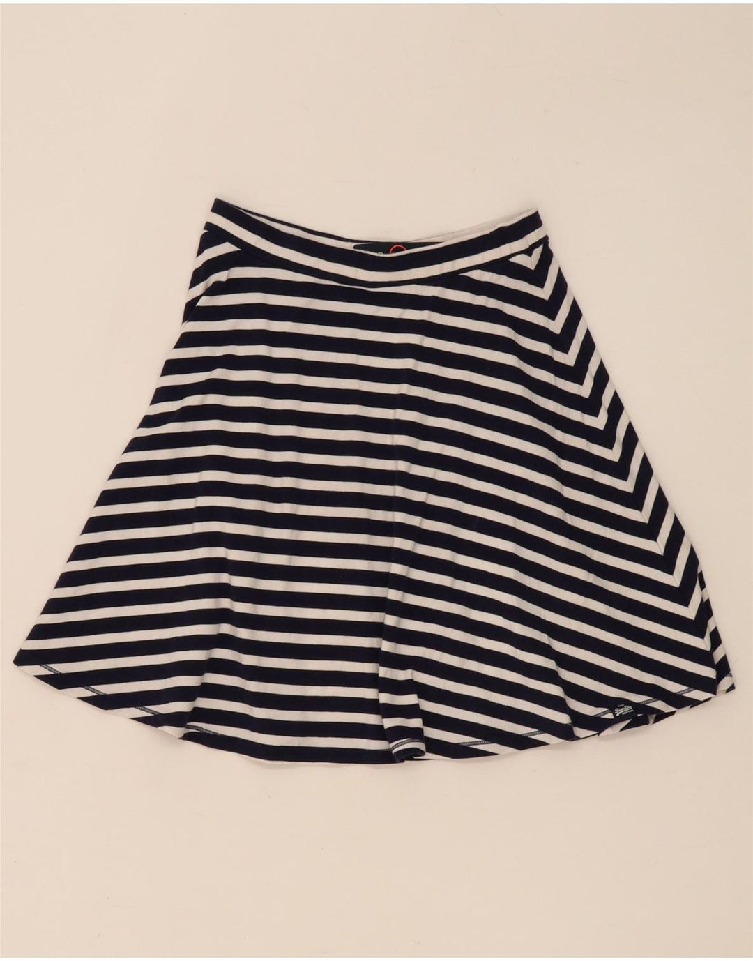 Superdry Falda Acampanada Mediana W28 De Algodón A Rayas Azul Marino