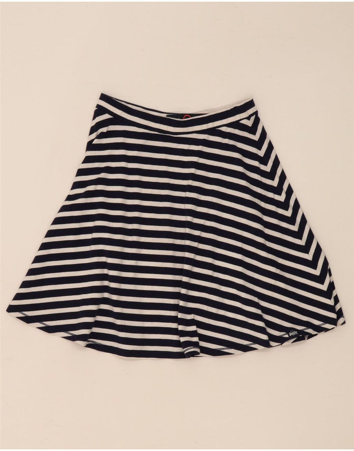 Superdry Falda Acampanada Mediana W28 De Algodón A Rayas Azul Marino