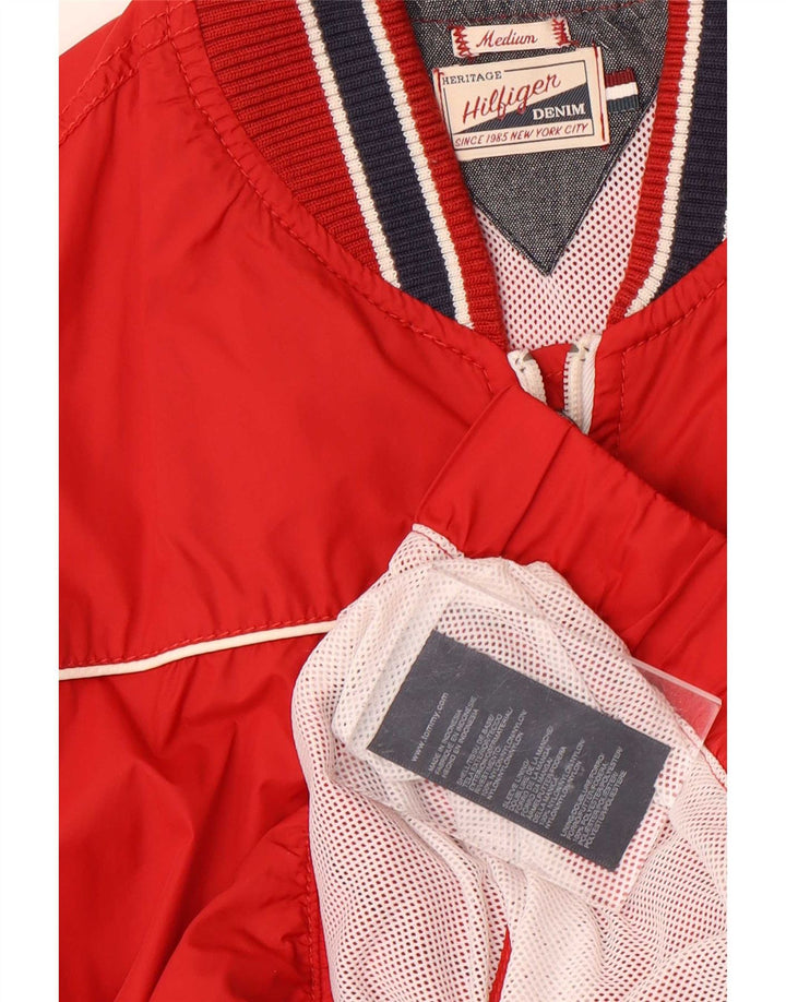 Tommy Hilfiger Chaqueta Bomber para Hombre UK 38 Medium Nylon a Rayas Rojas